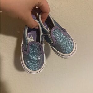 Vans Kids Sparkle Slip-On Sneakers - Blue and Purple